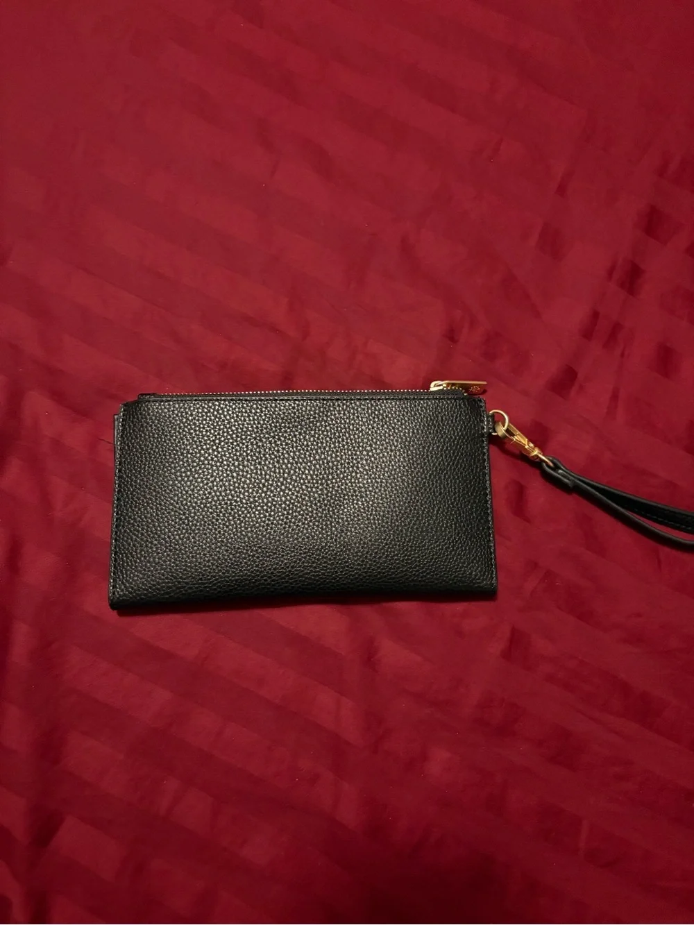 Nanette Lepore Black Wristlet Card Holder with Gold Accents